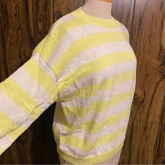 Forever 21 Yellow and White Striped Drop-Sleeve Sweater - Picture 7 of 13